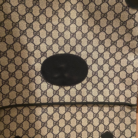 Authentic Gucci monogram web navy blue tote bag - Picture 1 of 13